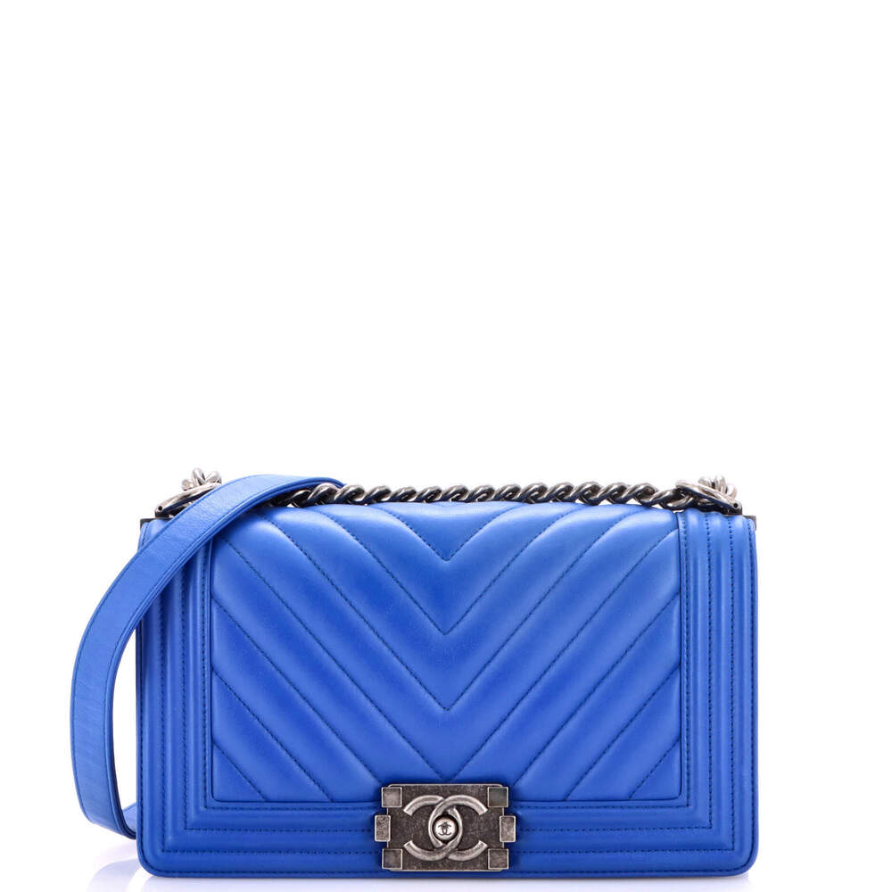 Chanel Old Medium Boy Flap Bag Chevron Calfskin